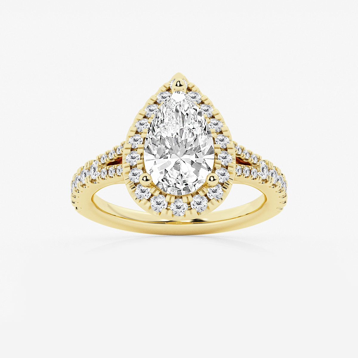 2 5/8 ctw Pear Lab Grown Diamond Split Shank Halo Engagement Ring