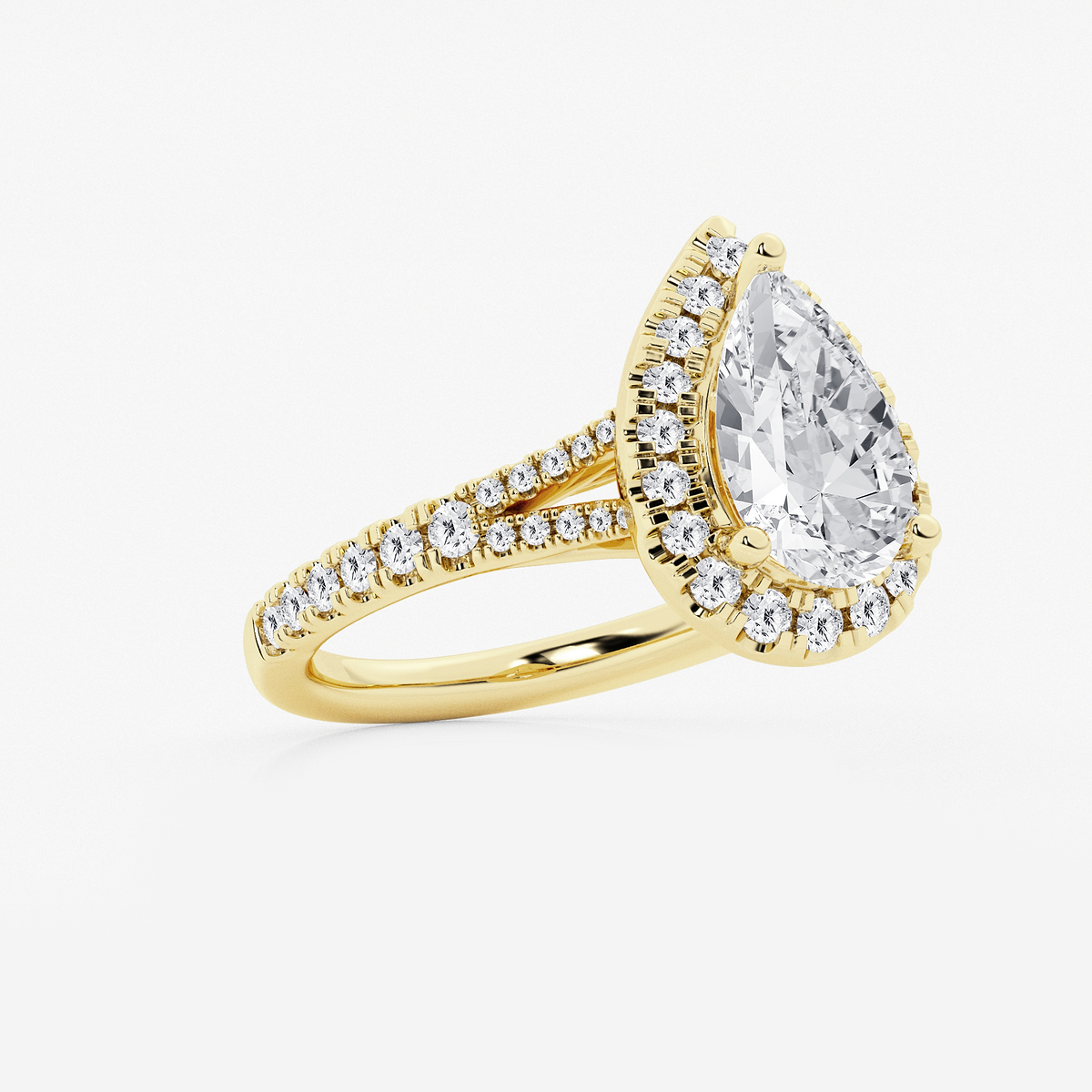 Additional Image 1 for  2 5/8 ctw Pear Lab Grown Diamond Split Shank Halo Engagement Ring