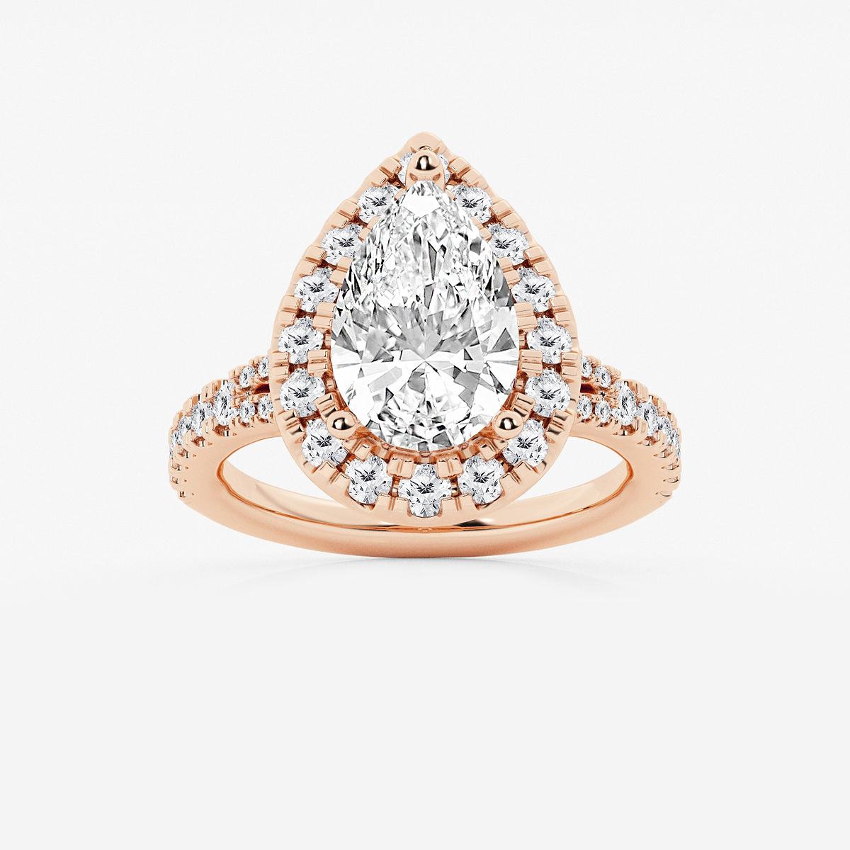 3 1/5 ctw Pear Lab Grown Diamond Split Shank Halo Engagement Ring