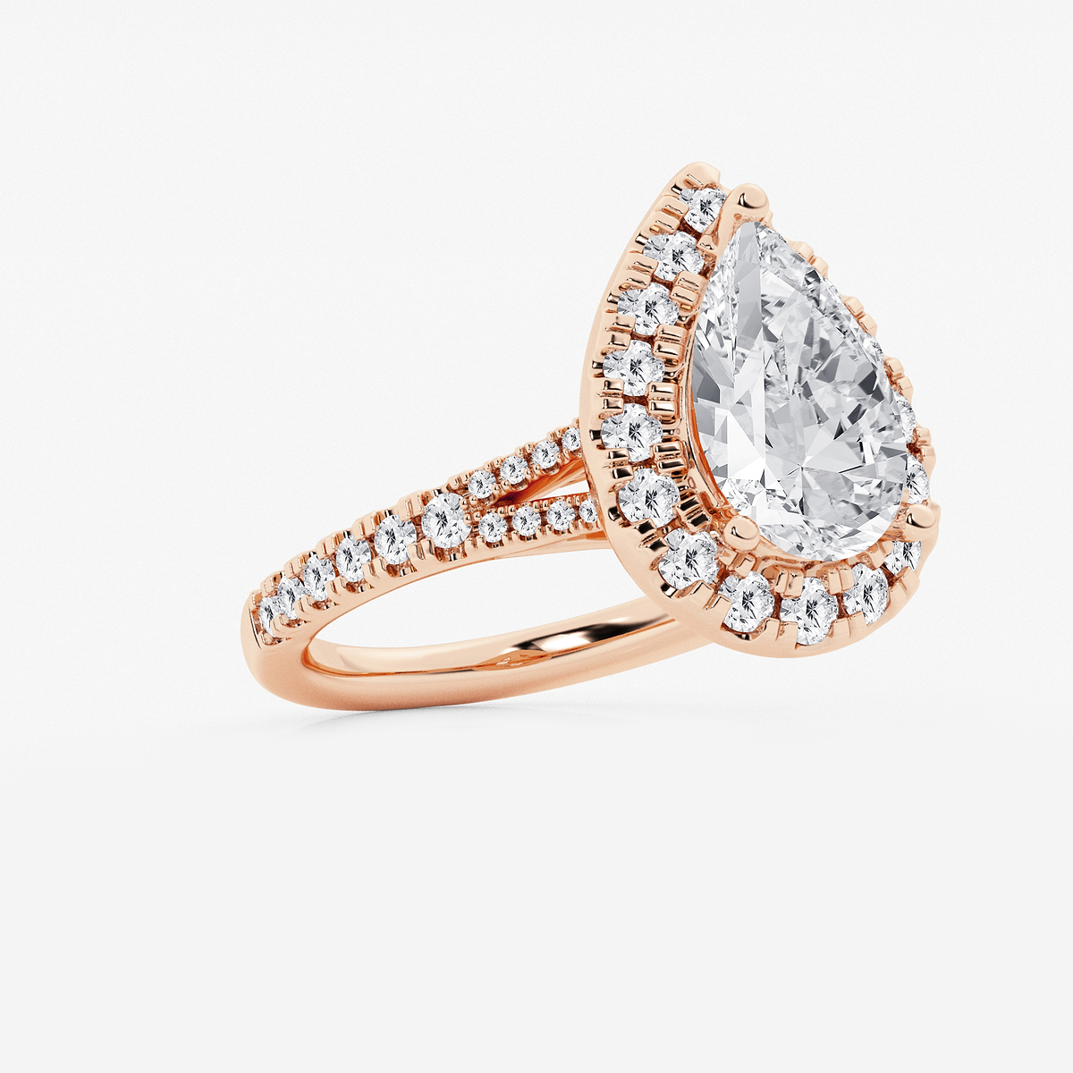 Additional Image 1 for  3 1/5 ctw Pear Lab Grown Diamond Split Shank Halo Engagement Ring