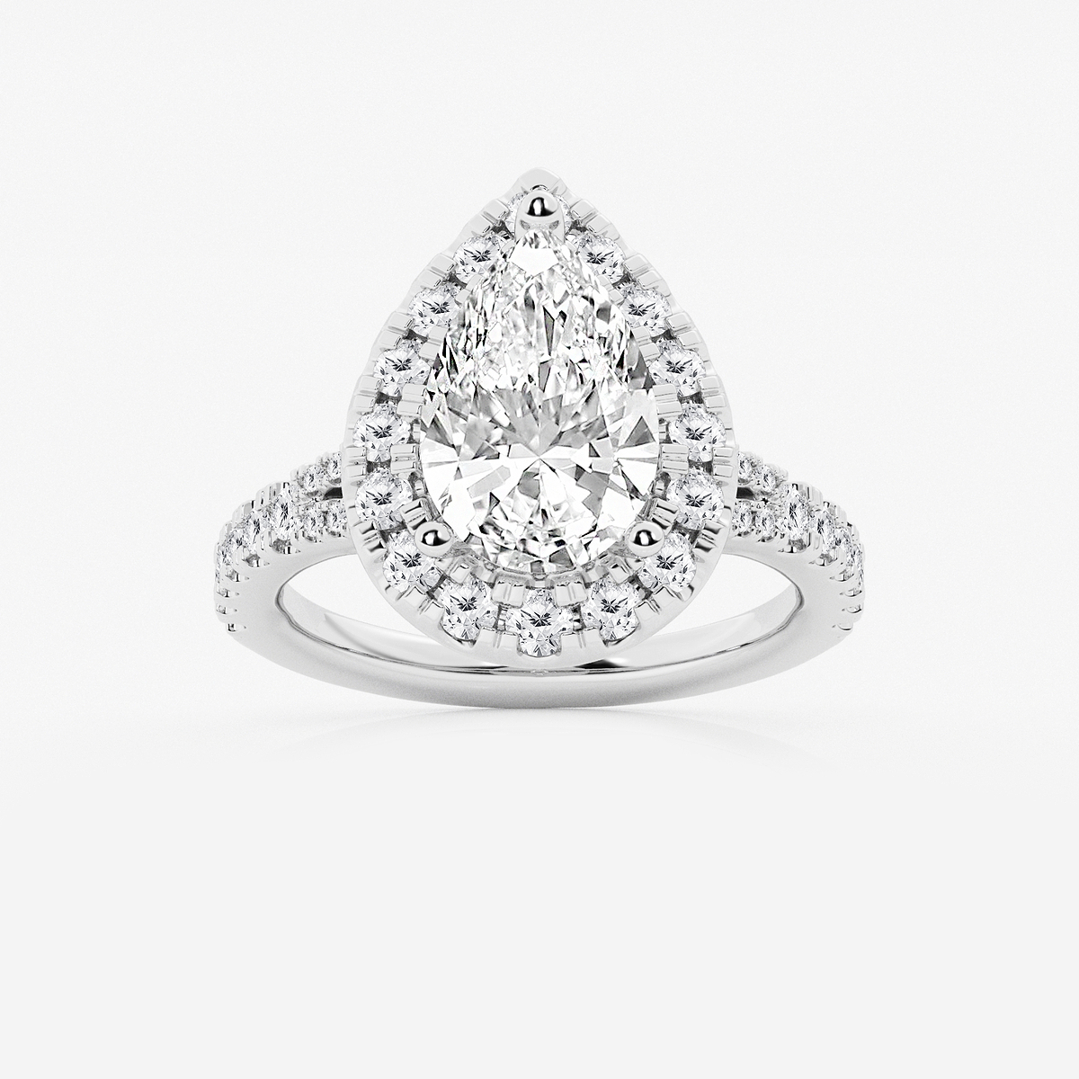 3 1/5 ctw Pear Lab Grown Diamond Split Shank Halo Engagement Ring