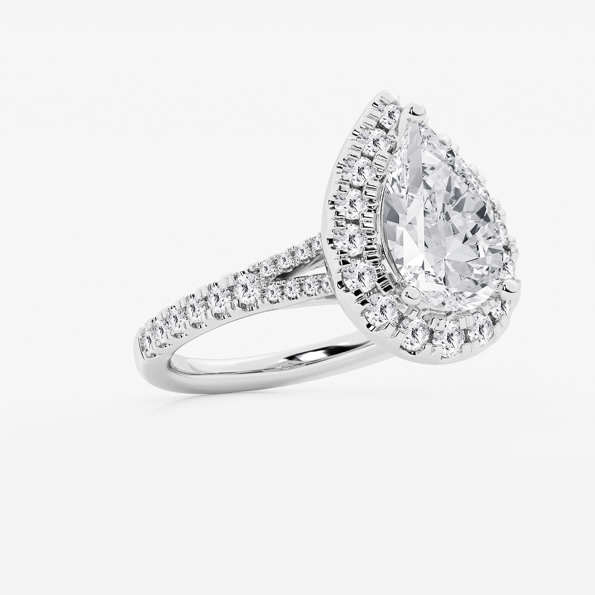 Additional Image 1 for  3 1/5 ctw Pear Lab Grown Diamond Split Shank Halo Engagement Ring