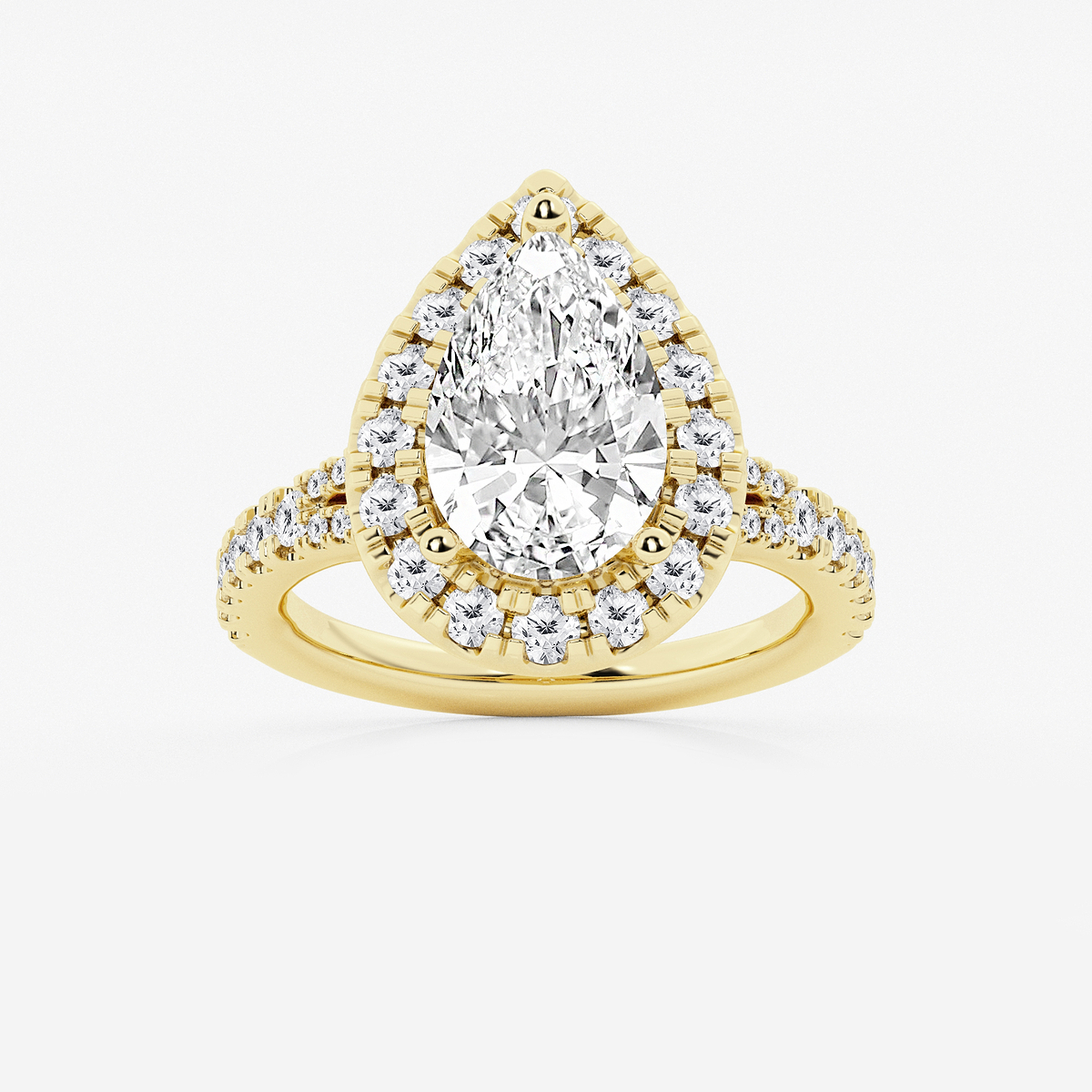 3 1/5 ctw Pear Lab Grown Diamond Split Shank Halo Engagement Ring