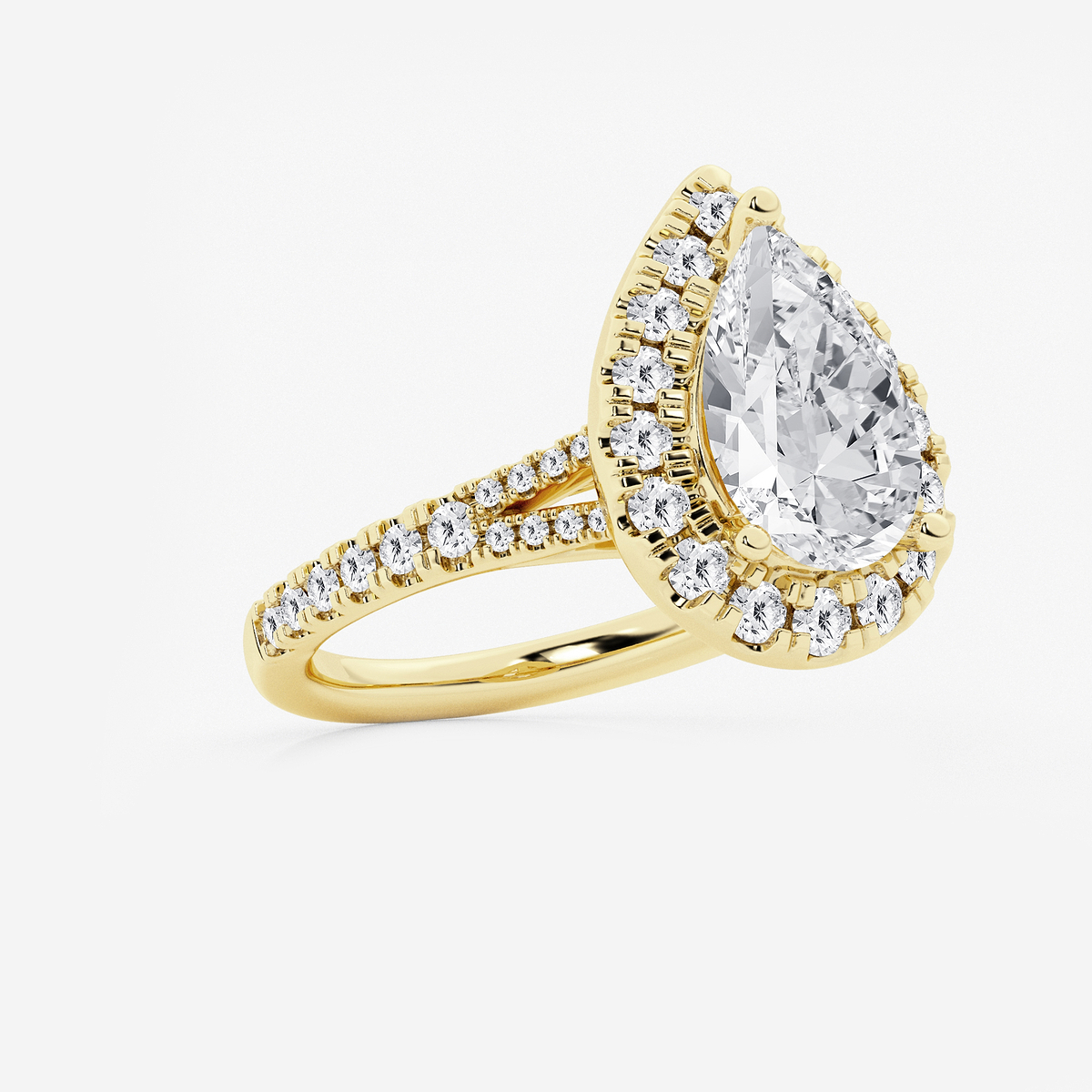 Additional Image 1 for  3 1/5 ctw Pear Lab Grown Diamond Split Shank Halo Engagement Ring