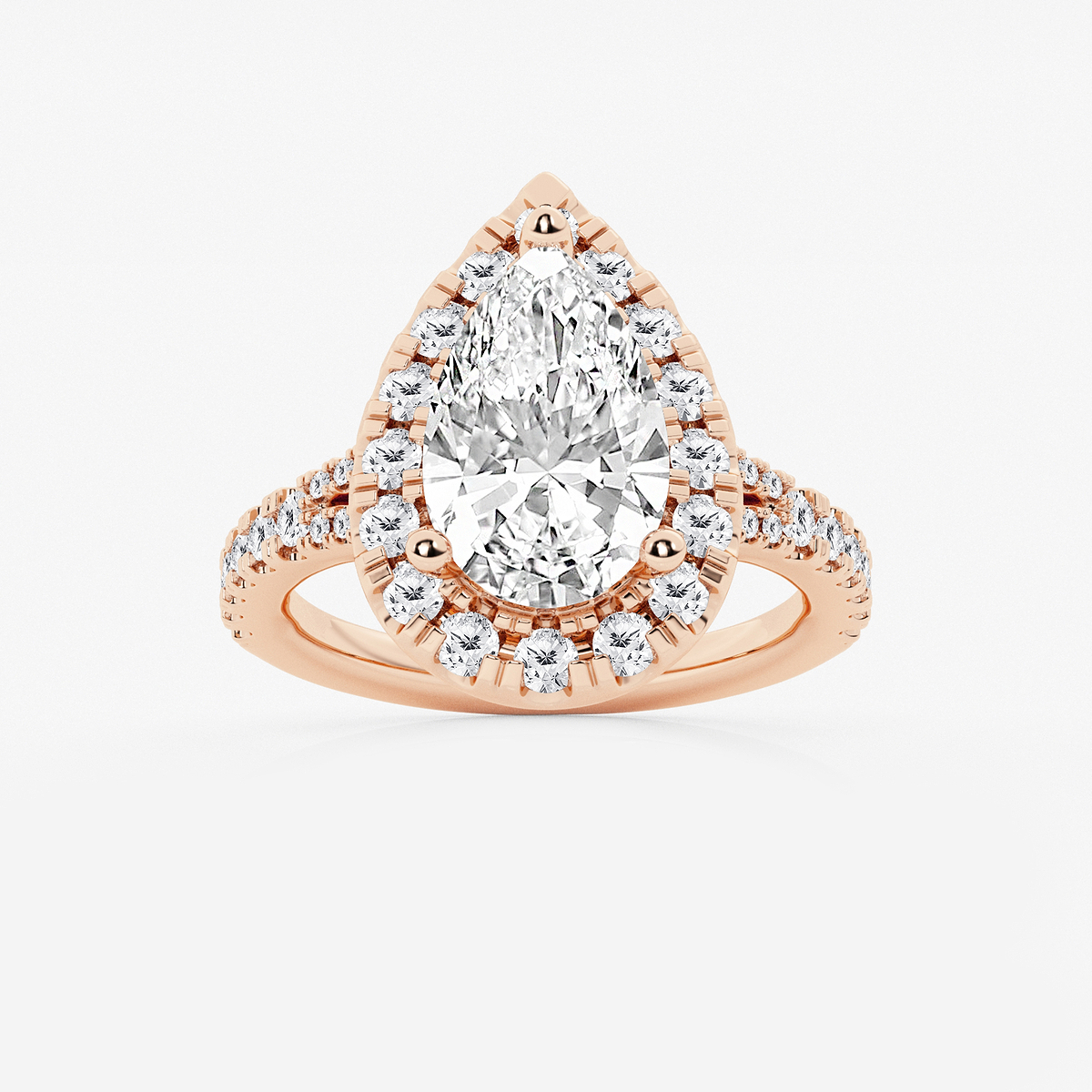 3 3/4 ctw Pear Lab Grown Diamond Split Shank Halo Engagement Ring