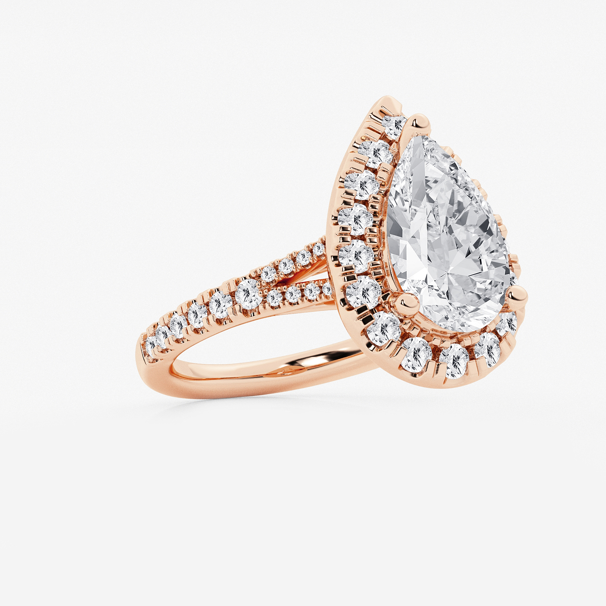 Additional Image 1 for  3 3/4 ctw Pear Lab Grown Diamond Split Shank Halo Engagement Ring