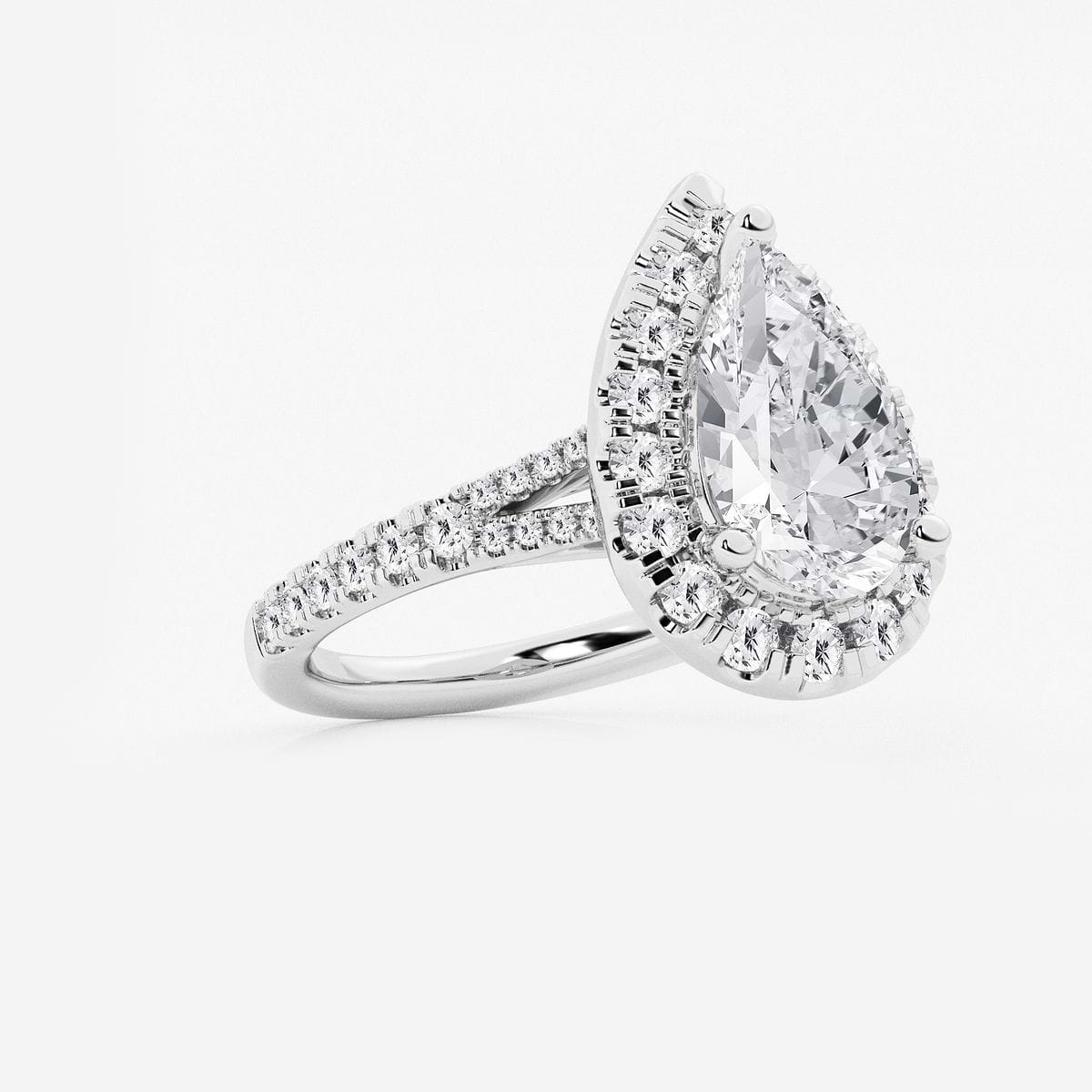3 3/4 ctw Pear Lab Grown Diamond Split Shank Halo Engagement Ring Platinum, F, VS2