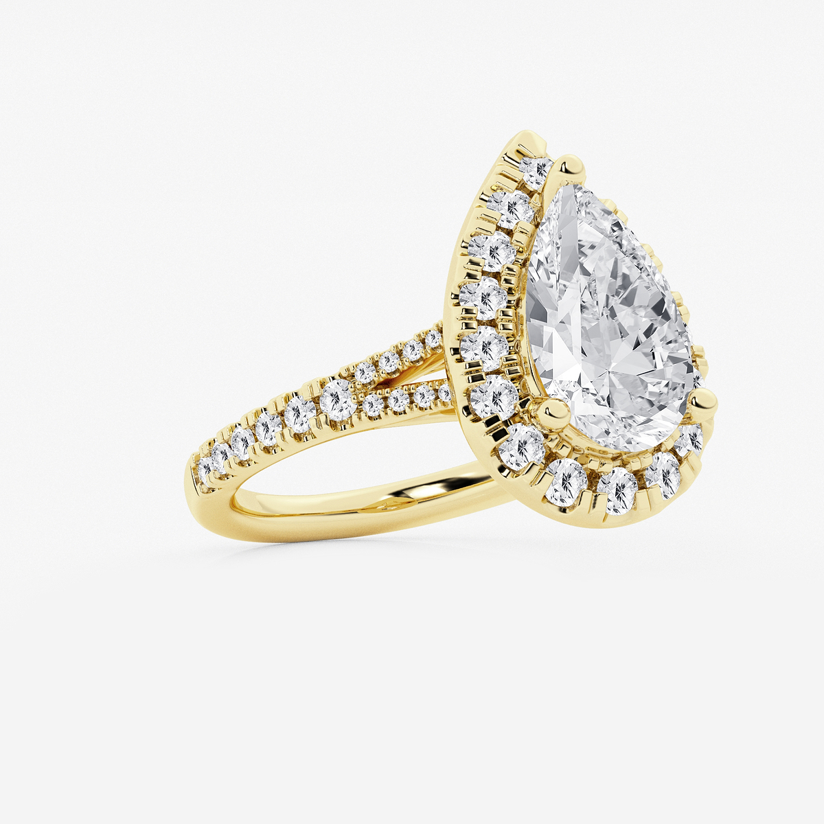 Additional Image 1 for  3 3/4 ctw Pear Lab Grown Diamond Split Shank Halo Engagement Ring