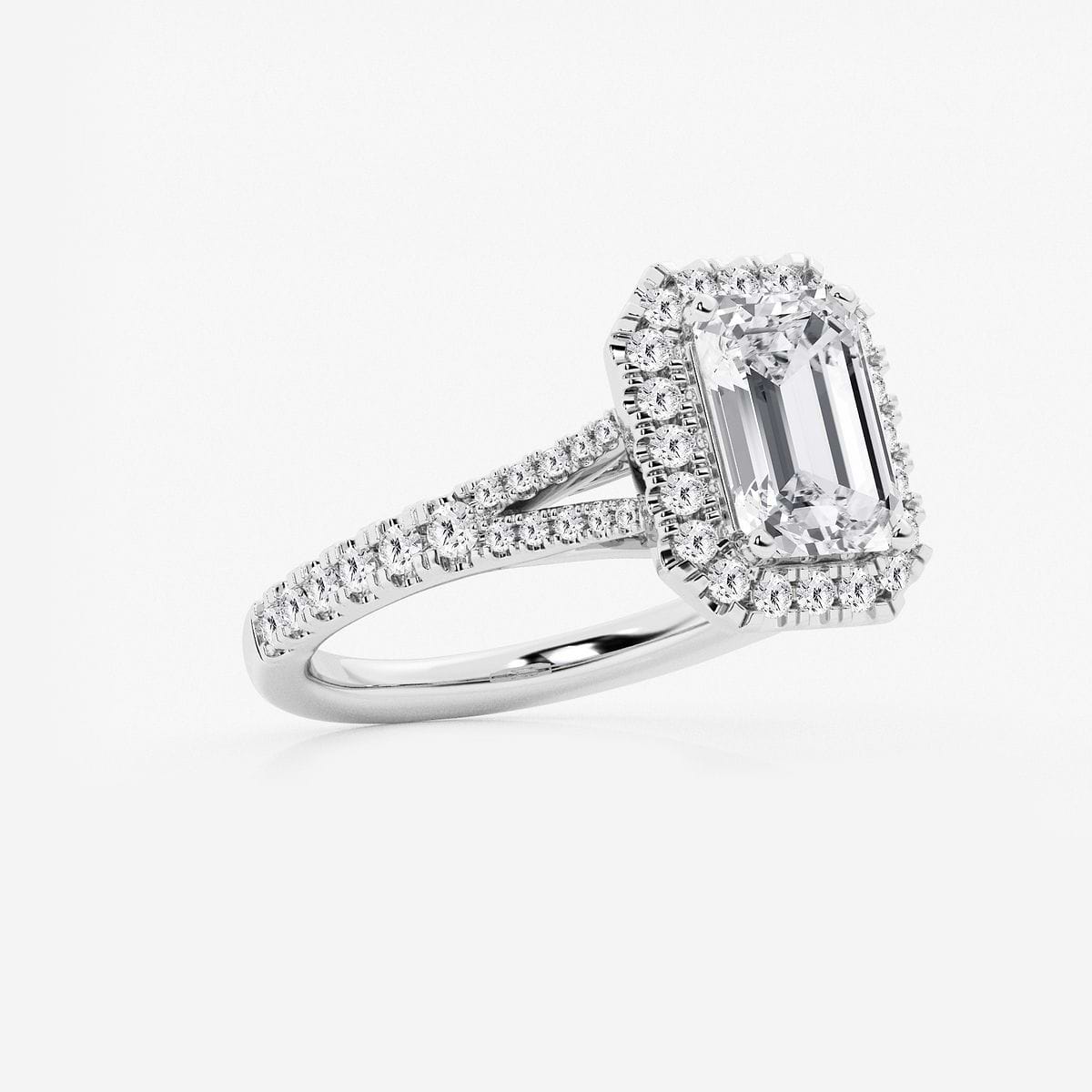 Additional Image 1 for  3 3/4 ctw Emerald Lab Grown Diamond Split Shank Halo Engagement Ring