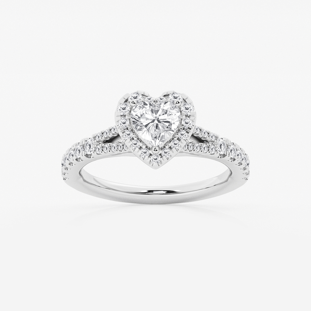 1 1/5 ctw Heart Lab Grown Diamond Split Shank Halo Engagement Ring