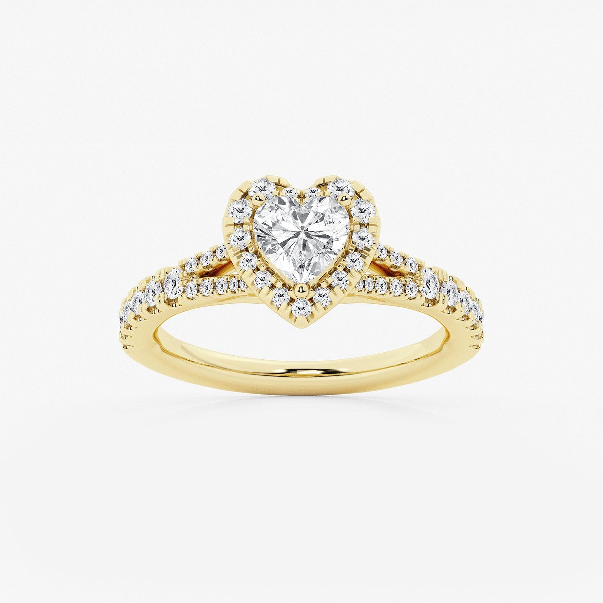 1 1/5 ctw Heart Lab Grown Diamond Split Shank Halo Engagement Ring