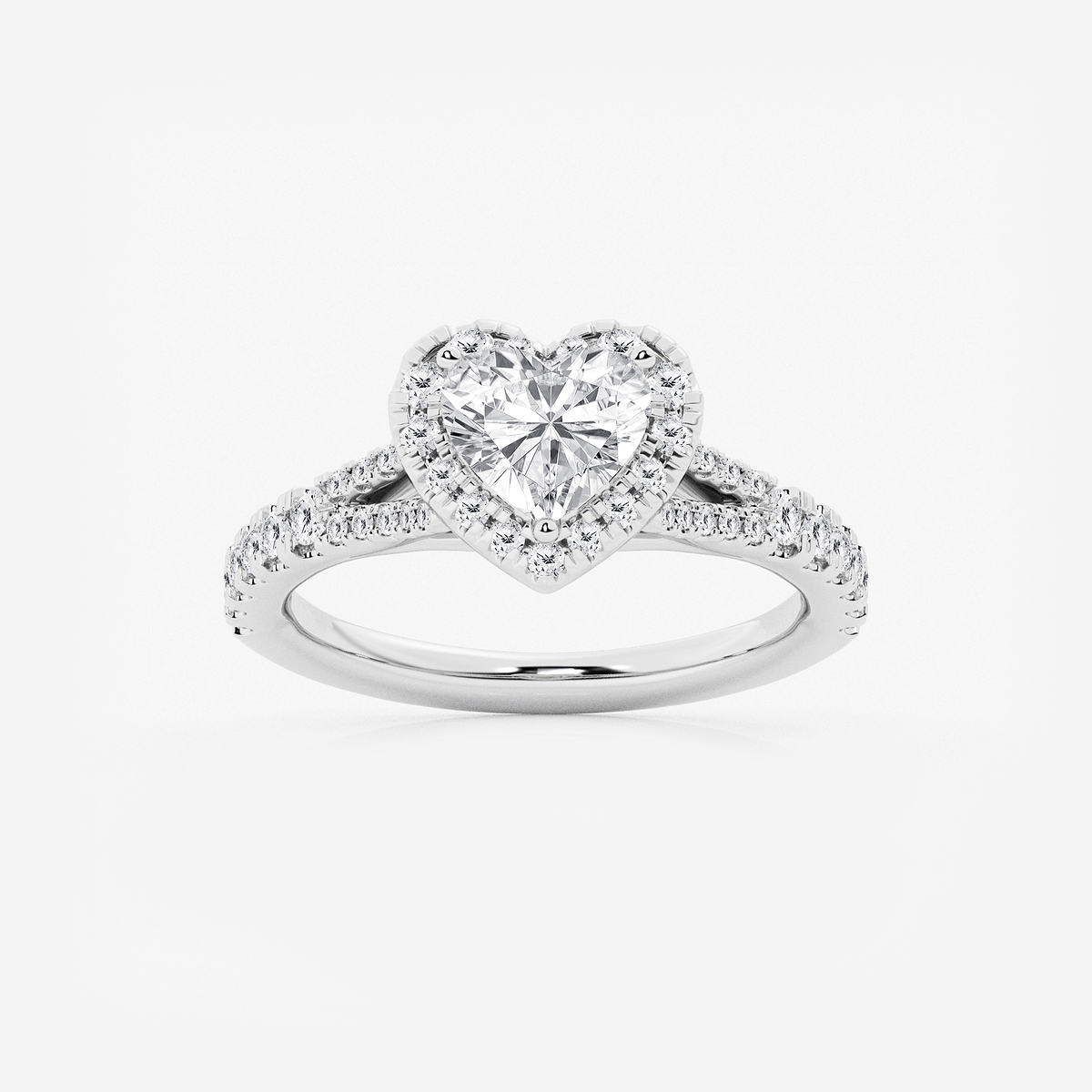 1 1/2 ctw Heart Lab Grown Diamond Split Shank Halo Engagement Ring