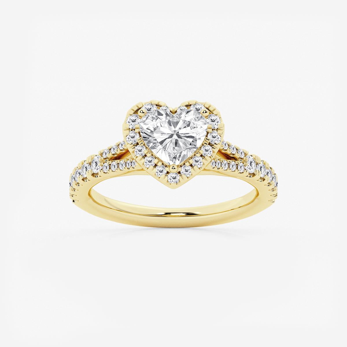 1 1/2 ctw Heart Lab Grown Diamond Split Shank Halo Engagement Ring