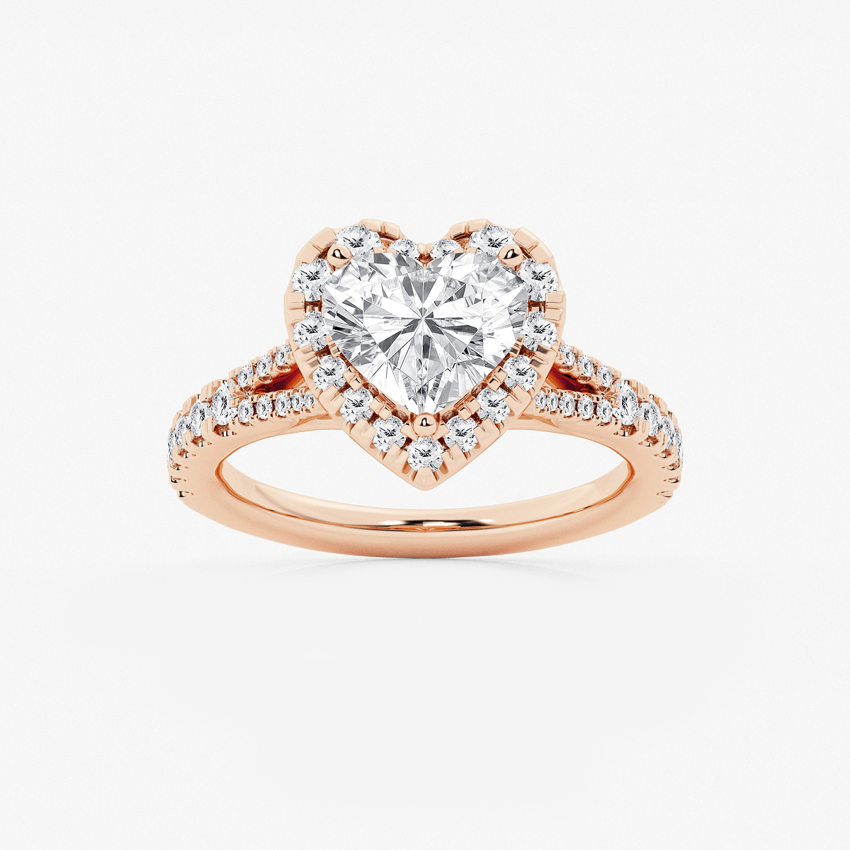 2 ctw Heart Lab Grown Diamond Split Shank Halo Engagement Ring