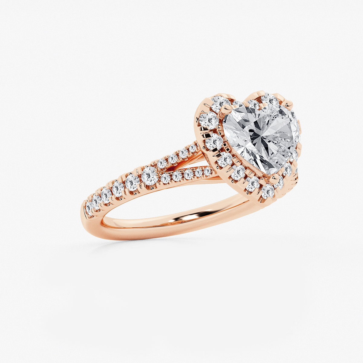Additional Image 1 for  2 ctw Heart Lab Grown Diamond Split Shank Halo Engagement Ring