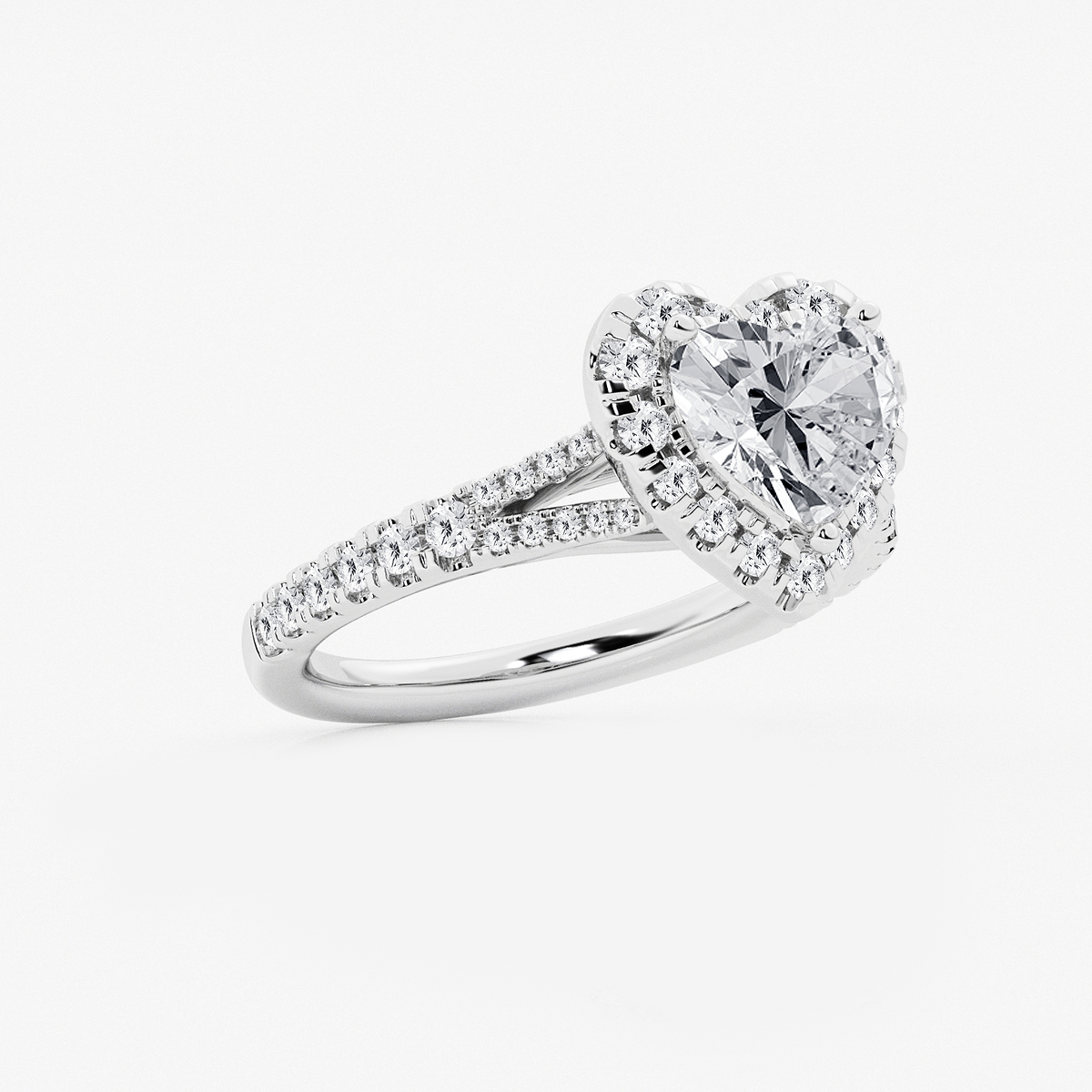 Additional Image 1 for  2 ctw Heart Lab Grown Diamond Split Shank Halo Engagement Ring