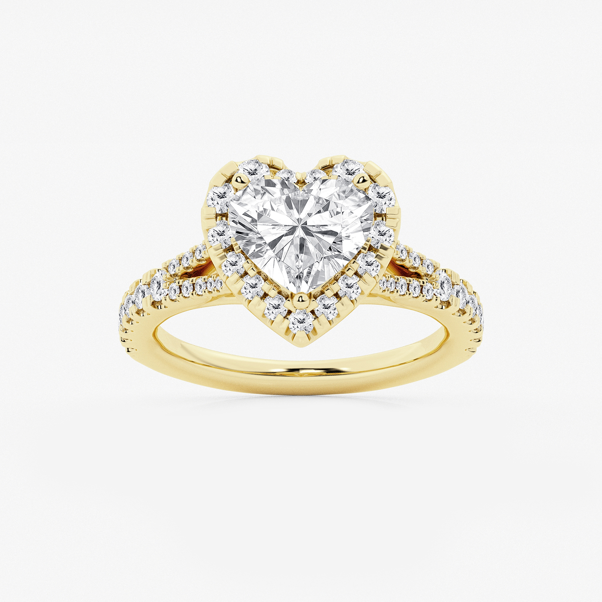 2 ctw Heart Lab Grown Diamond Split Shank Halo Engagement Ring