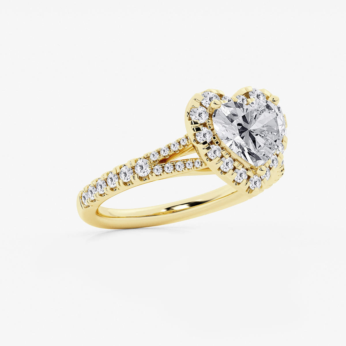Additional Image 1 for  2 ctw Heart Lab Grown Diamond Split Shank Halo Engagement Ring