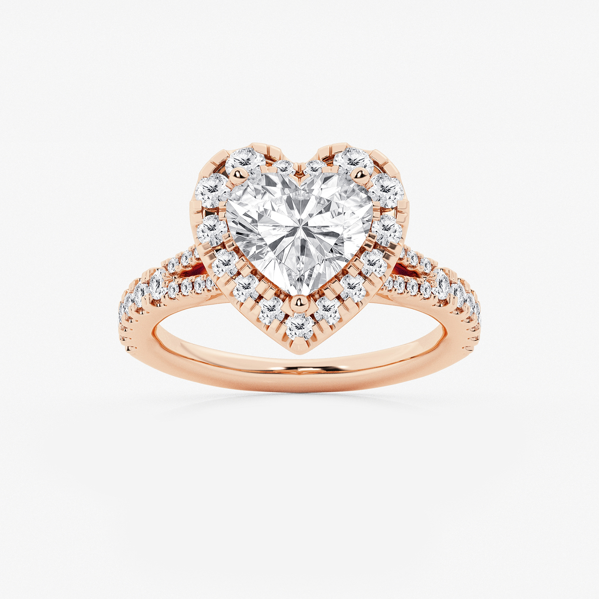 3 3/4 ctw Heart Lab Grown Diamond Split Shank Halo Engagement Ring