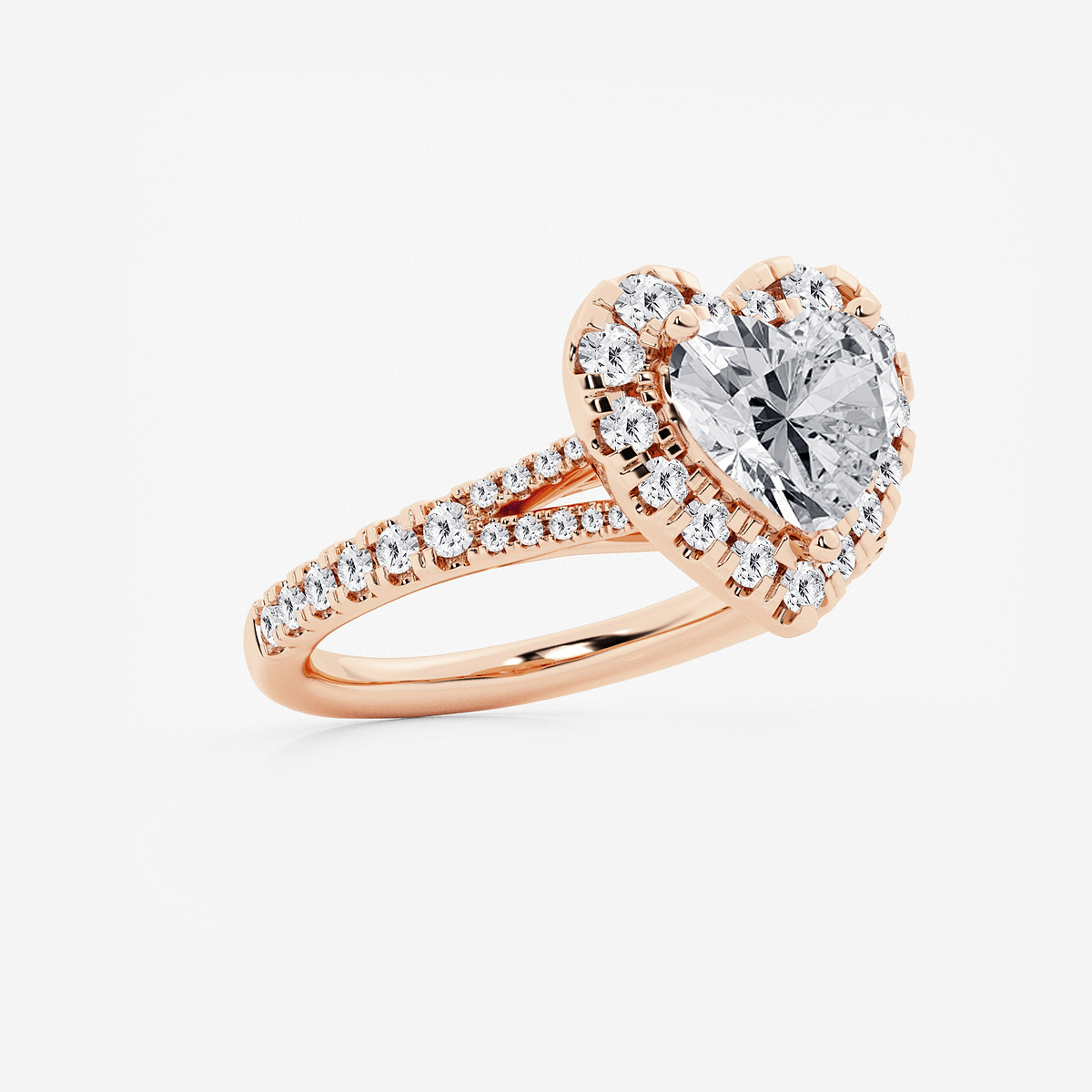 Additional Image 1 for  3 3/4 ctw Heart Lab Grown Diamond Split Shank Halo Engagement Ring