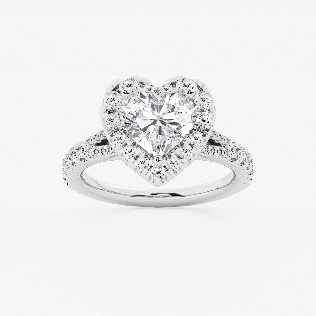 3 3/4 ctw Heart Lab Grown Diamond Split Shank Halo Engagement Ring