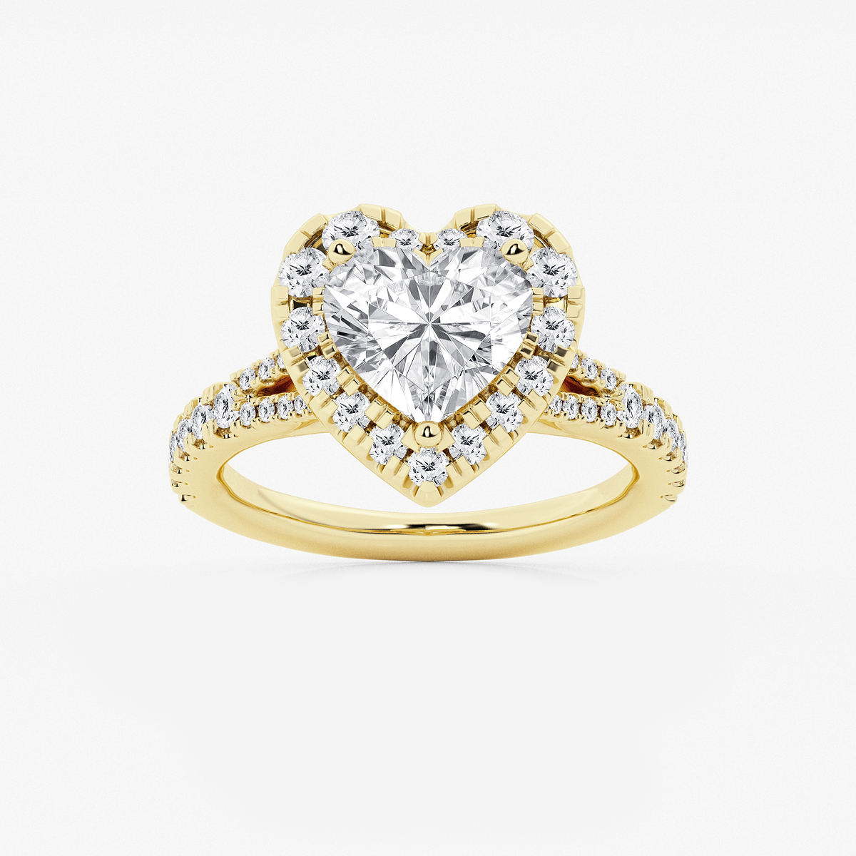 2 5/8 ctw Heart Lab Grown Diamond Split Shank Halo Engagement Ring