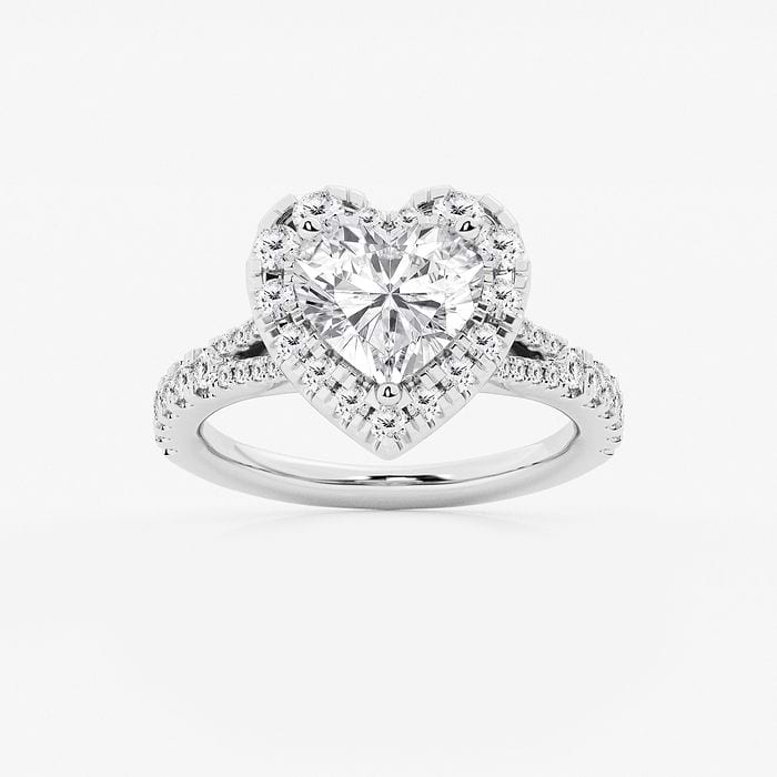 Split Shank Heart Halo Engagement Ring