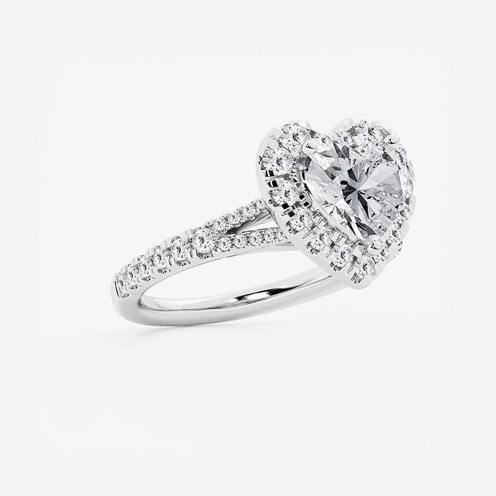 Split Shank Heart Halo Engagement Ring