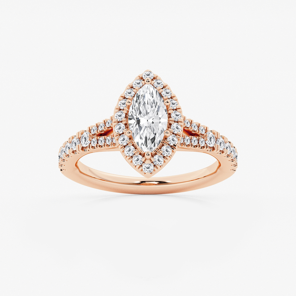 1 1/5 ctw Marquise Lab Grown Diamond Split Shank Halo Engagement Ring