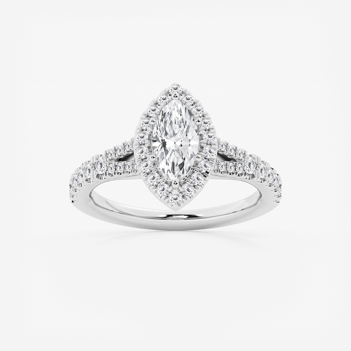 1 1/5 ctw Marquise Lab Grown Diamond Split Shank Halo Engagement Ring