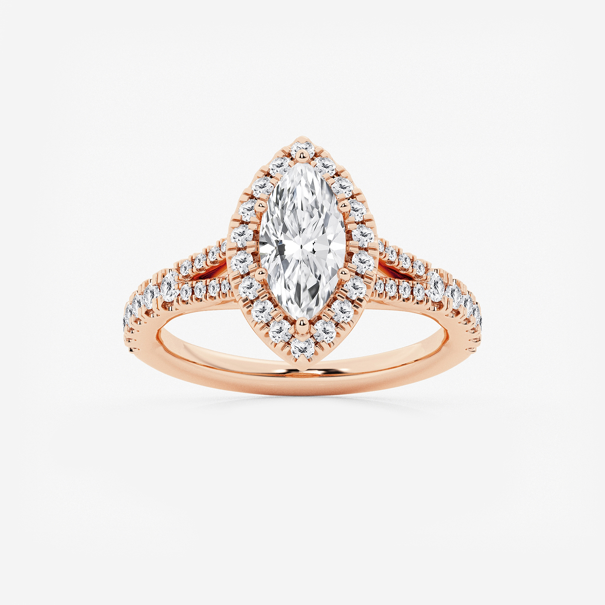 1 1/2 ctw Marquise Lab Grown Diamond Split Shank Halo Engagement Ring