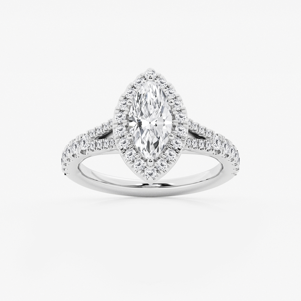 1 1/2 ctw Marquise Lab Grown Diamond Split Shank Halo Engagement Ring