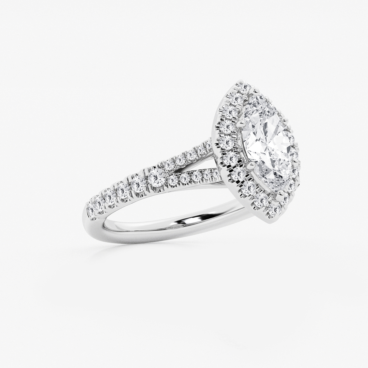Additional Image 1 for  1 1/2 ctw Marquise Lab Grown Diamond Split Shank Halo Engagement Ring