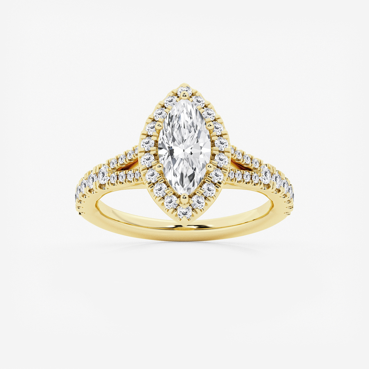 1 1/2 ctw Marquise Lab Grown Diamond Split Shank Halo Engagement Ring