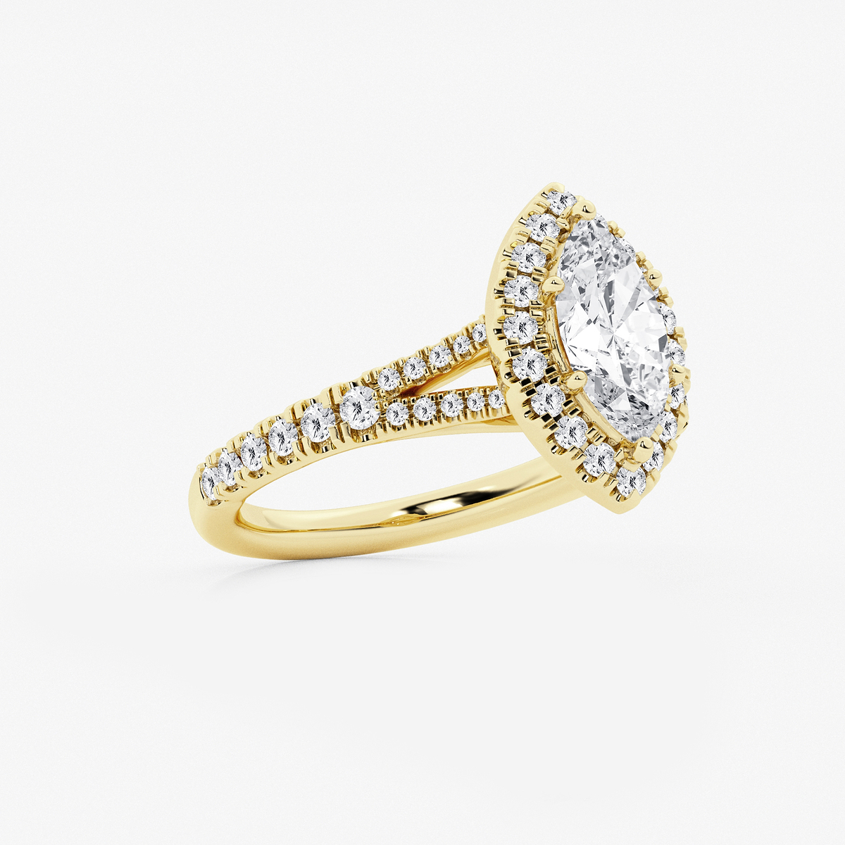 Additional Image 1 for  1 1/2 ctw Marquise Lab Grown Diamond Split Shank Halo Engagement Ring