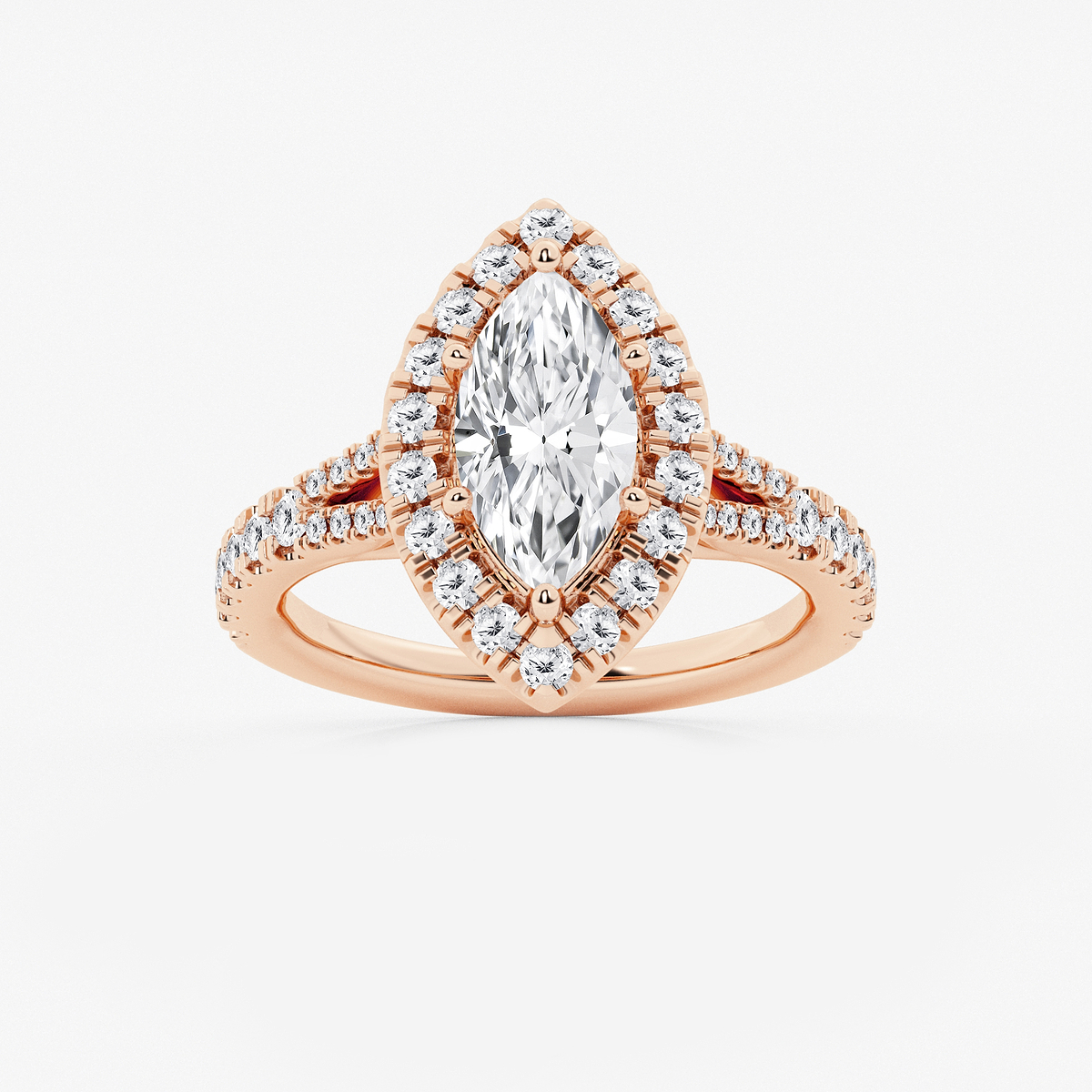 2 ctw Marquise Lab Grown Diamond Split Shank Halo Engagement Ring