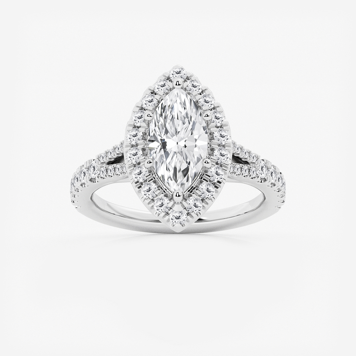 2 ctw Marquise Lab Grown Diamond Split Shank Halo Engagement Ring