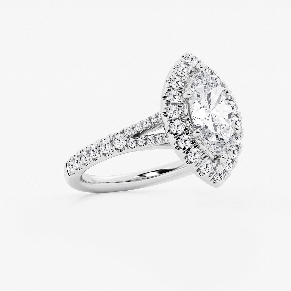 Additional Image 1 for  2 ctw Marquise Lab Grown Diamond Split Shank Halo Engagement Ring