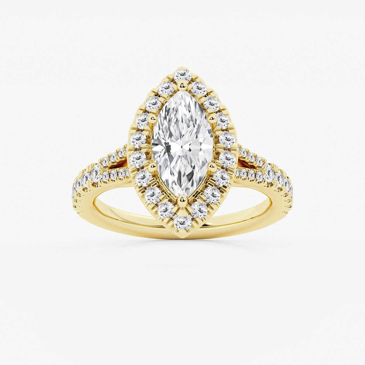 2 ctw Marquise Lab Grown Diamond Split Shank Halo Engagement Ring