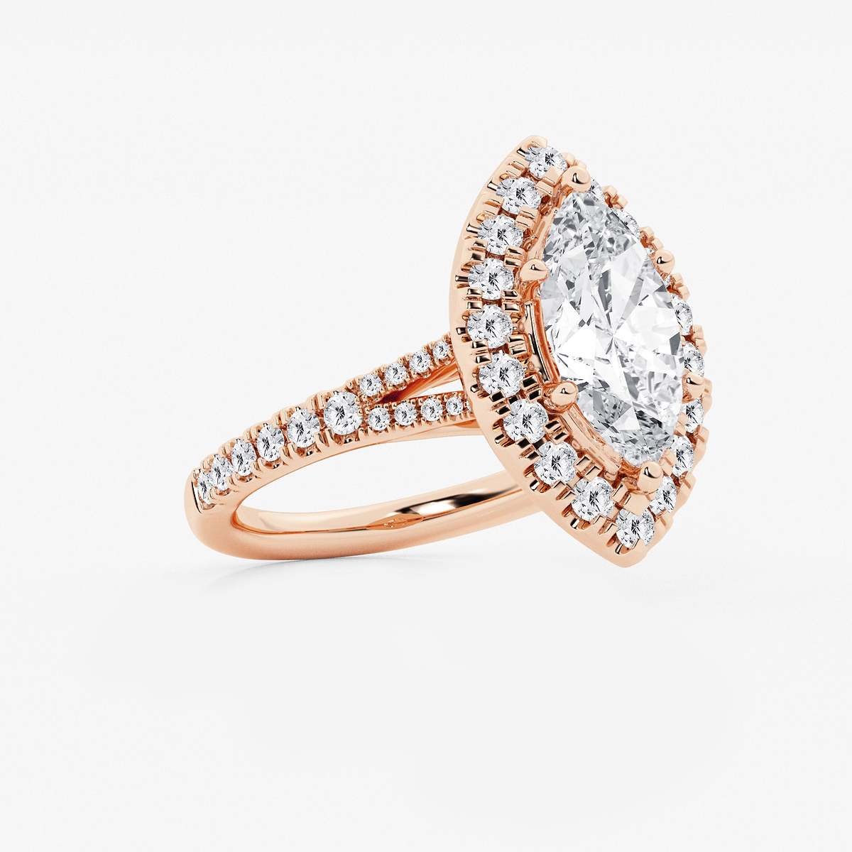 Additional Image 1 for  3 1/5 ctw Marquise Lab Grown Diamond Split Shank Halo Engagement Ring