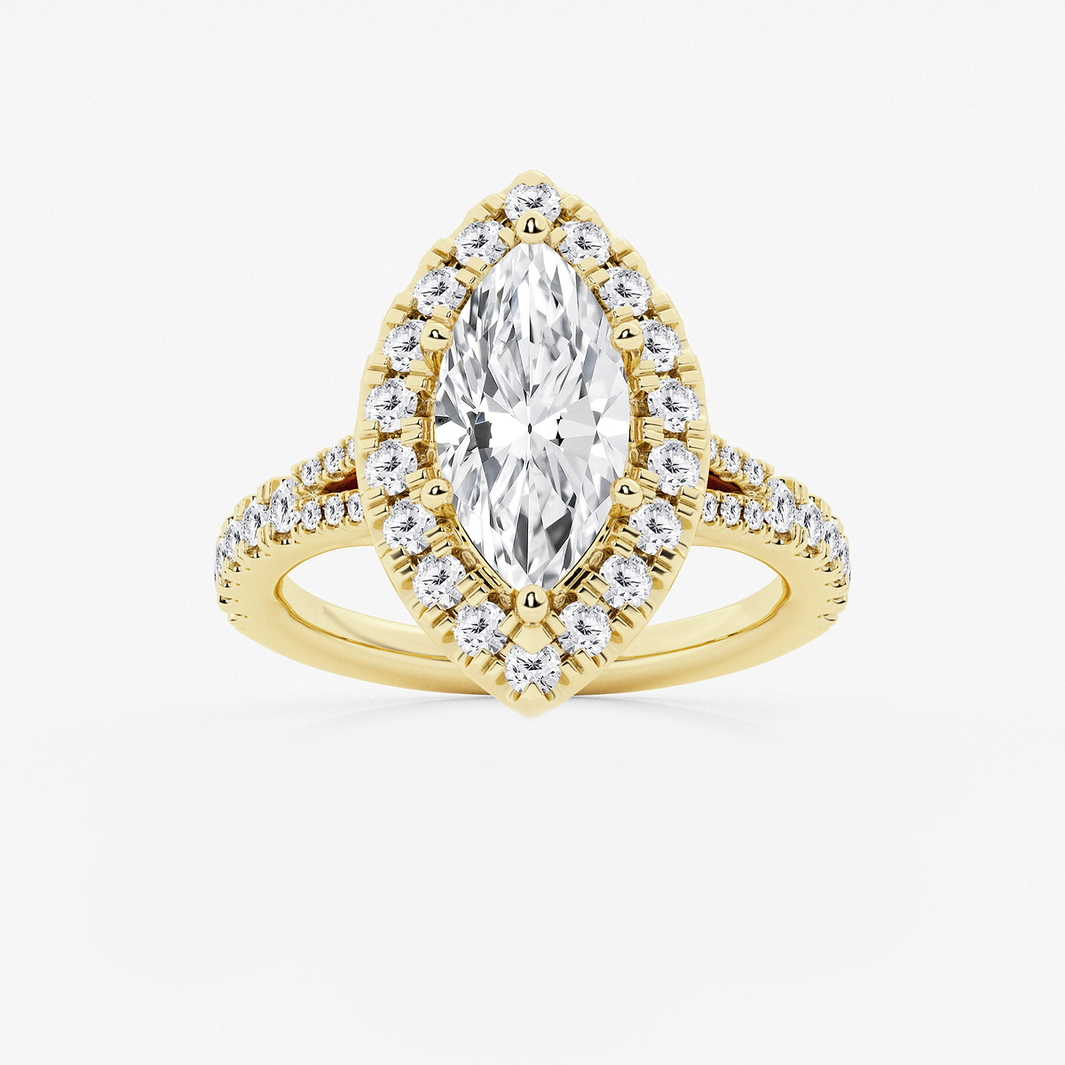 3 1/5 ctw Marquise Lab Grown Diamond Split Shank Halo Engagement Ring