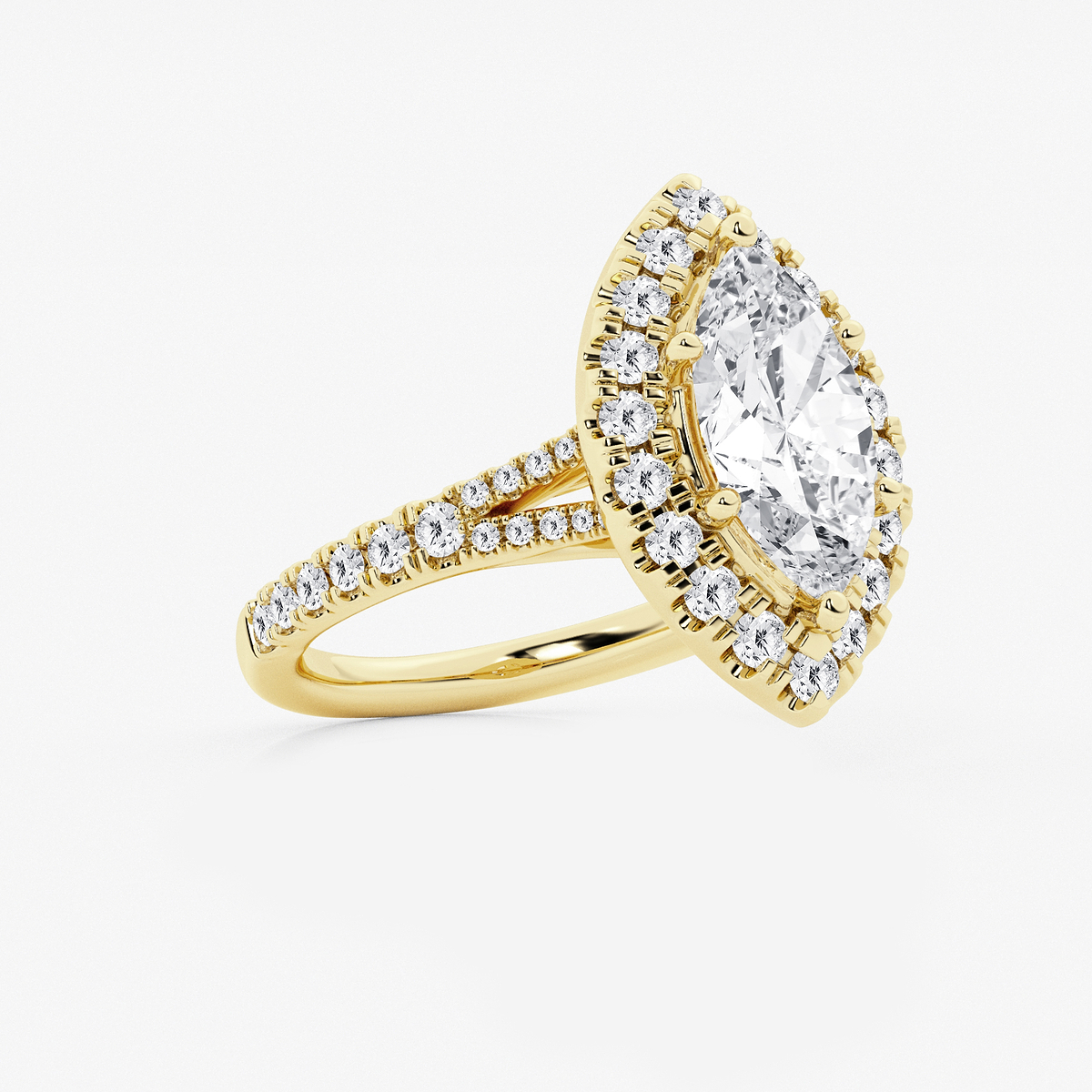 Additional Image 1 for  3 1/5 ctw Marquise Lab Grown Diamond Split Shank Halo Engagement Ring