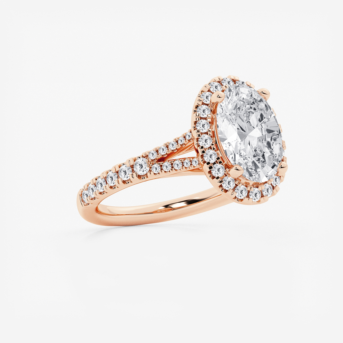 Additional Image 1 for  3 1/5 ctw Oval Lab Grown Diamond Split Shank Halo Engagement Ring