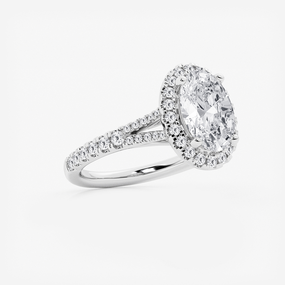 Additional Image 1 for  3 1/5 ctw Oval Lab Grown Diamond Split Shank Halo Engagement Ring