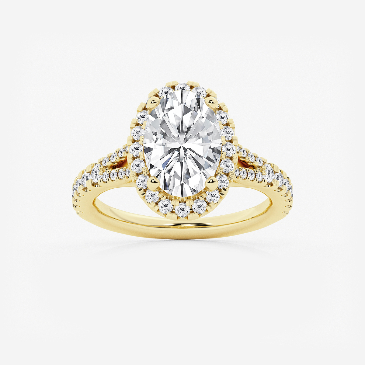 3 1/5 ctw Oval Lab Grown Diamond Split Shank Halo Engagement Ring