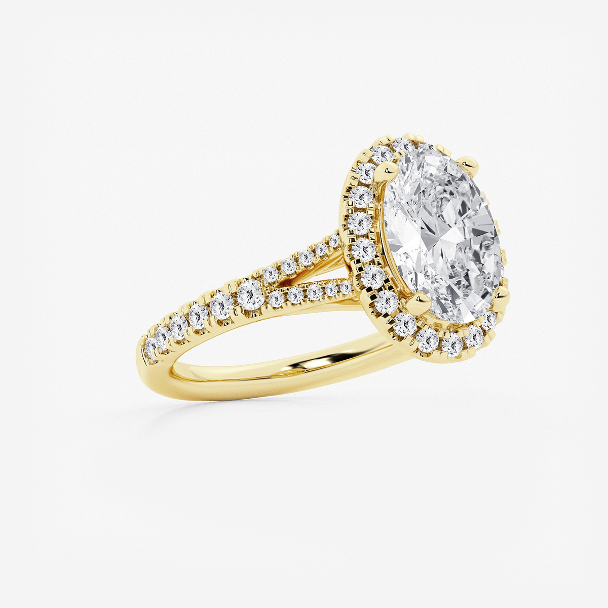 Additional Image 1 for  3 1/5 ctw Oval Lab Grown Diamond Split Shank Halo Engagement Ring