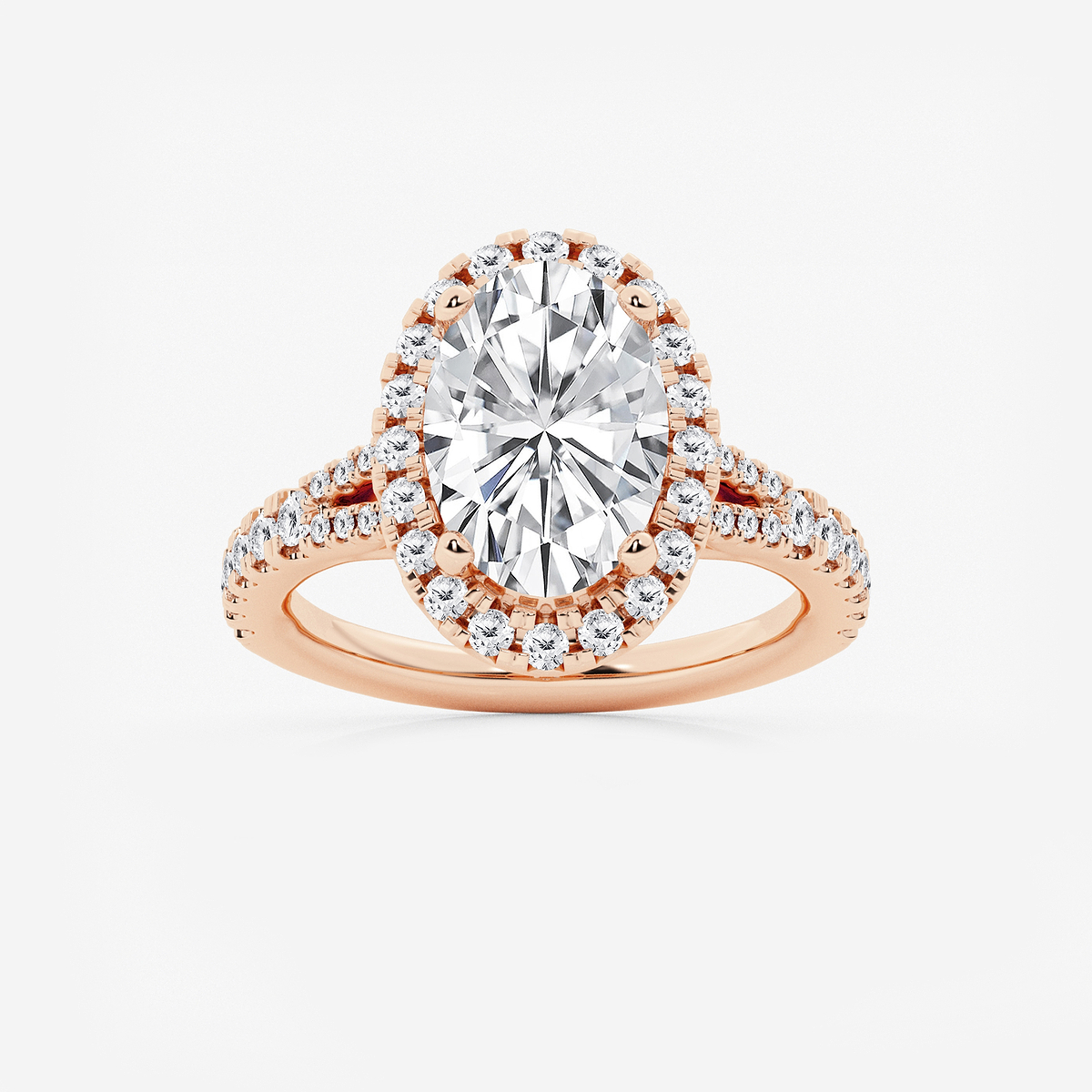 3 3/4 ctw Oval Lab Grown Diamond Split Shank Halo Engagement Ring