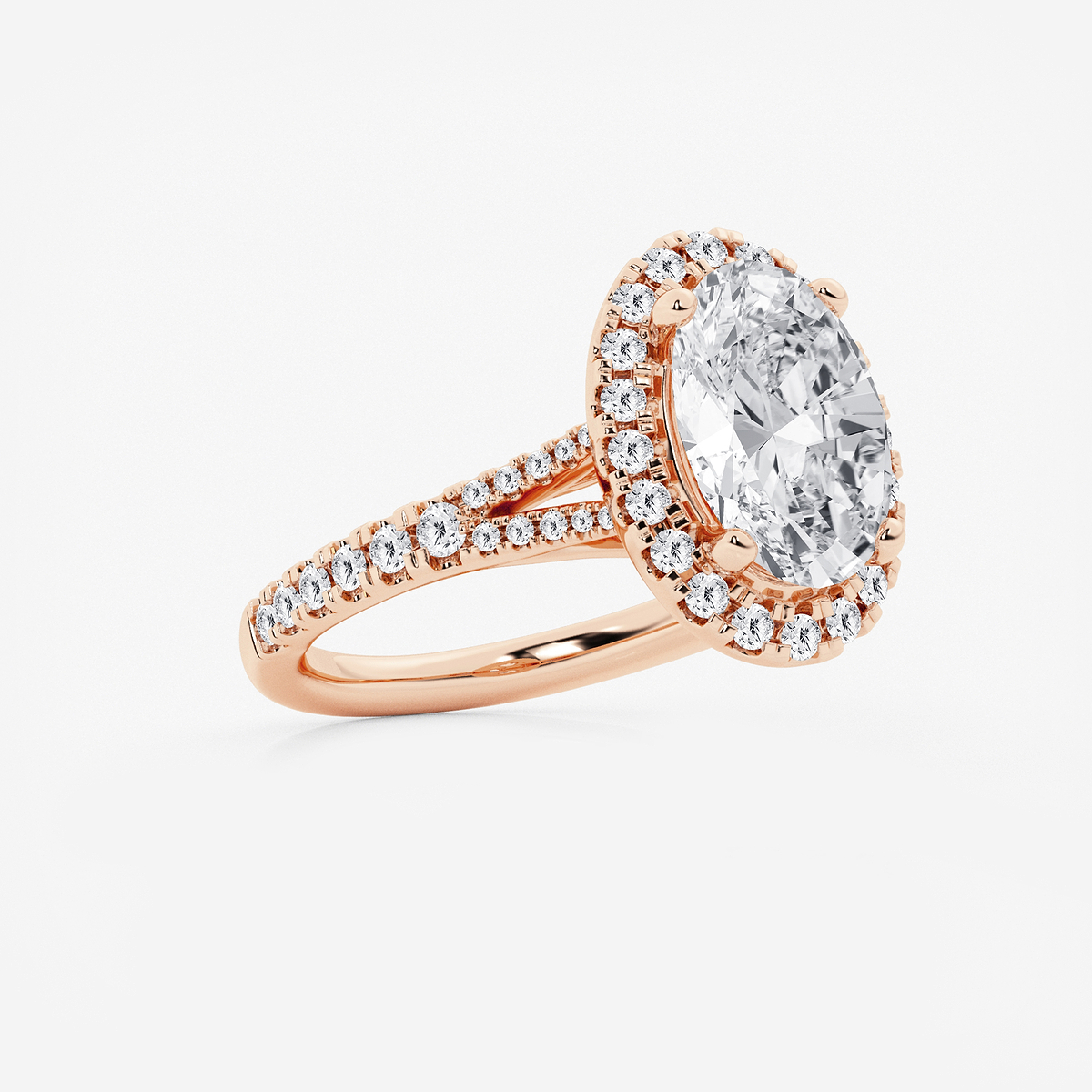 Additional Image 1 for  3 3/4 ctw Oval Lab Grown Diamond Split Shank Halo Engagement Ring