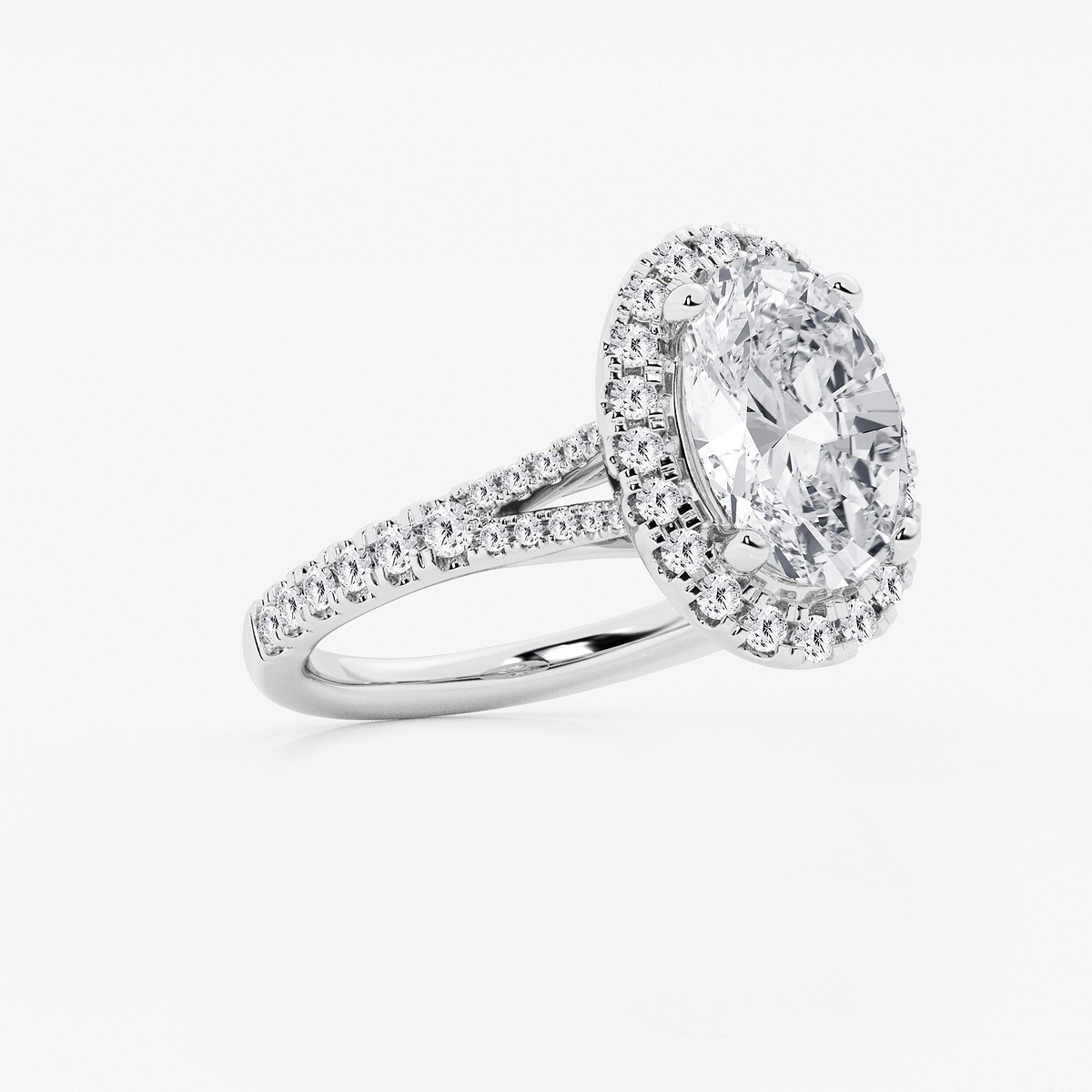 Additional Image 1 for  3 3/4 ctw Oval Lab Grown Diamond Split Shank Halo Engagement Ring
