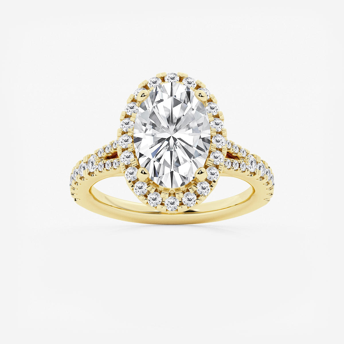 3 3/4 ctw Oval Lab Grown Diamond Split Shank Halo Engagement Ring